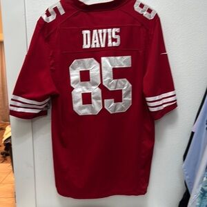 Nike Red and White Football Jersey with Stripes